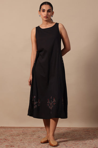 Solid Flared Pure Cotton Dress - Image 3